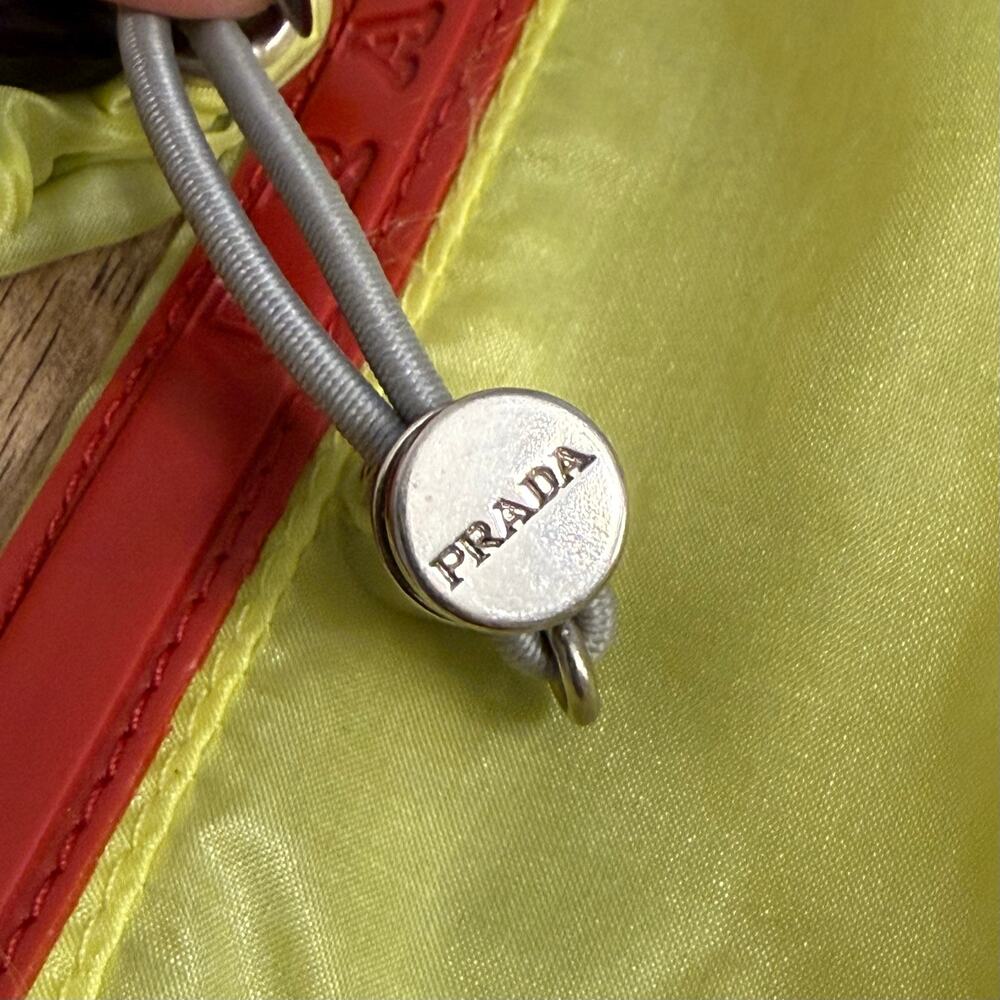 VTG 1999 PRADA Windbreaker Jacket Y2K Sheer Nylon Zip Neon Yellow Women’s Medium - Picture 10 of 12